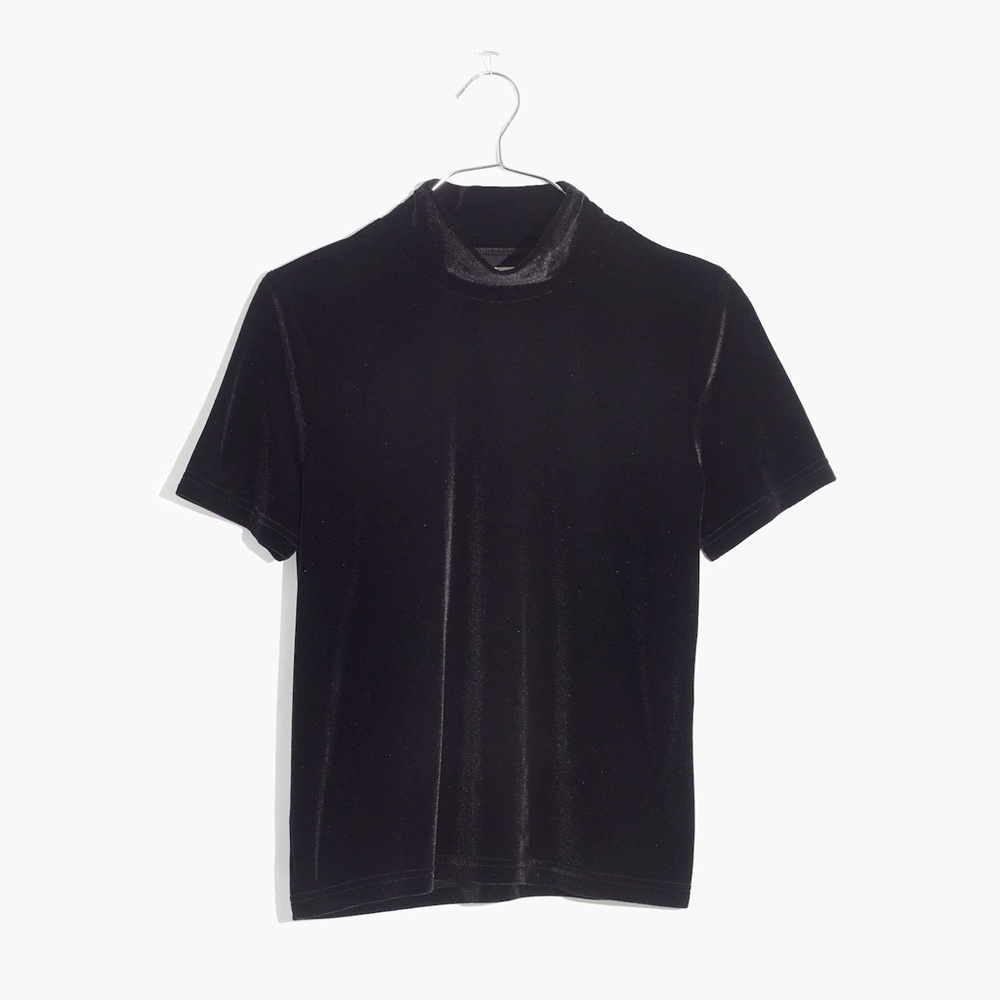 madewell mock neck velvet tee